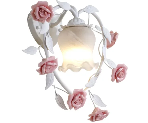 Бра Fiori di rose W110.1 Lucia Tucci белый на 1 лампа, основание белое в стиле флористика прованс  фото 2